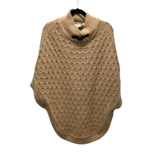 Chiaramente Poncho Cape Wool Blend Tan/Camel/Brown Made in Italy OS